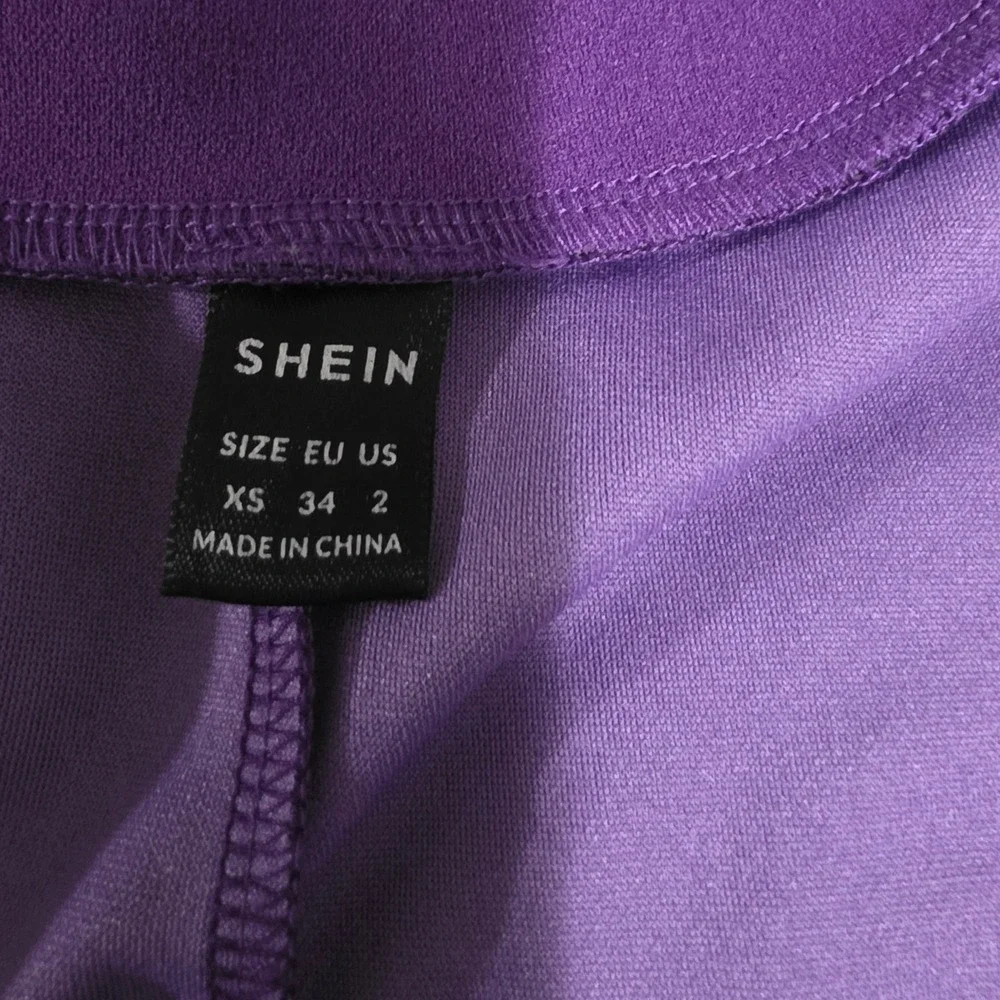 SHEIN Womens Open Front Blazer Purple Notched Collar Slim Fit Jacket Size 2 XS